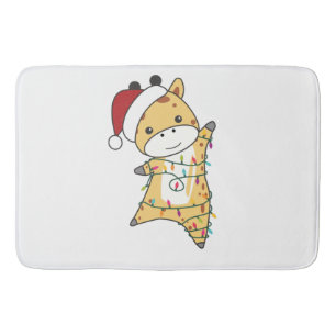 Giraffe Christmas Giraffes Winter Animals Bath Mat