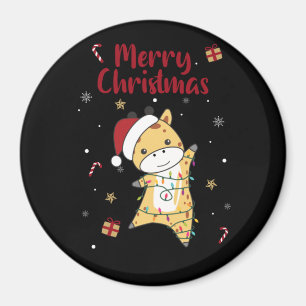 Giraffe Christmas Giraffes Winter Animals Magnet