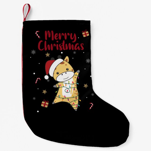Giraffe Christmas Giraffes Winter Animals Small Ch Stocking (Front)