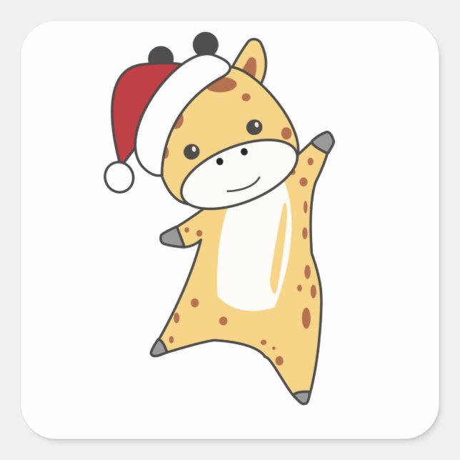 Giraffe Christmas Giraffes Winter Animals Square Sticker (Front)