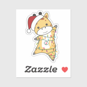 Giraffe Christmas Giraffes Winter Animals Sticker