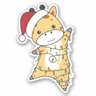 Giraffe Christmas Giraffes Winter Animals Sticker