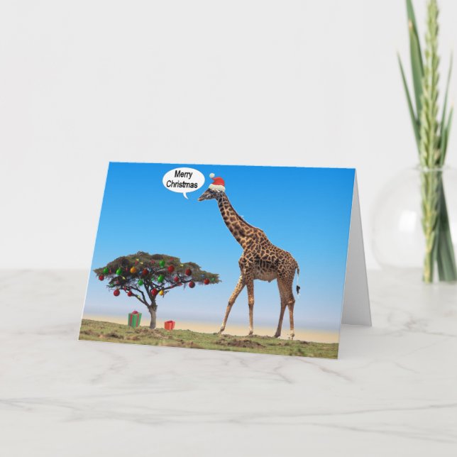 Giraffe Christmas Holiday Card (Front)