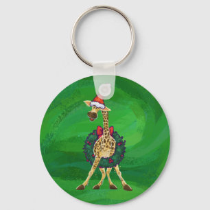 Giraffe Christmas Keychain
