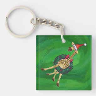 Giraffe Christmas Keychain