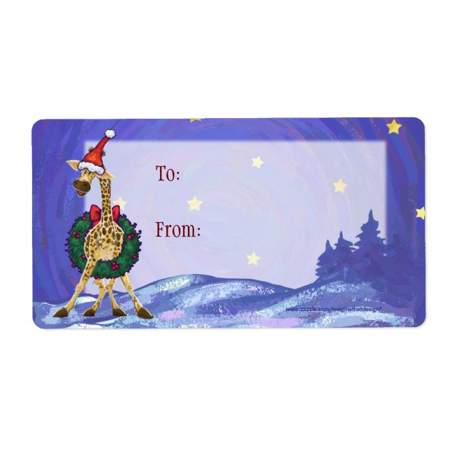 Giraffe Christmas Label (Front)