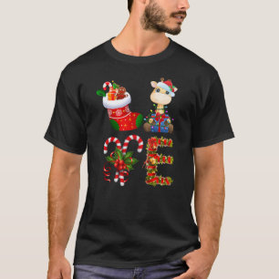 Giraffe Christmas Lights Led Funny Santa Hat Chris T-Shirt