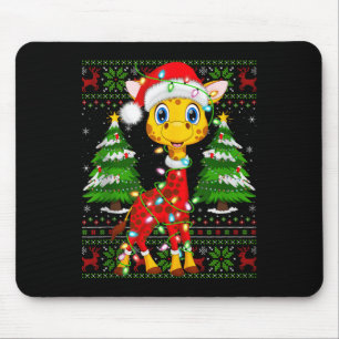Giraffe Christmas Lights Santa Costume Ugly Xmas S Mouse Mat