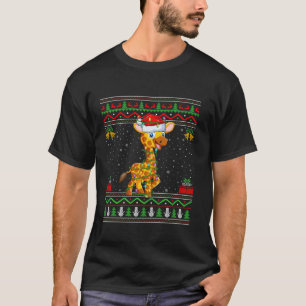 Giraffe Christmas Lights Santa Ugly Sweater Xmas
