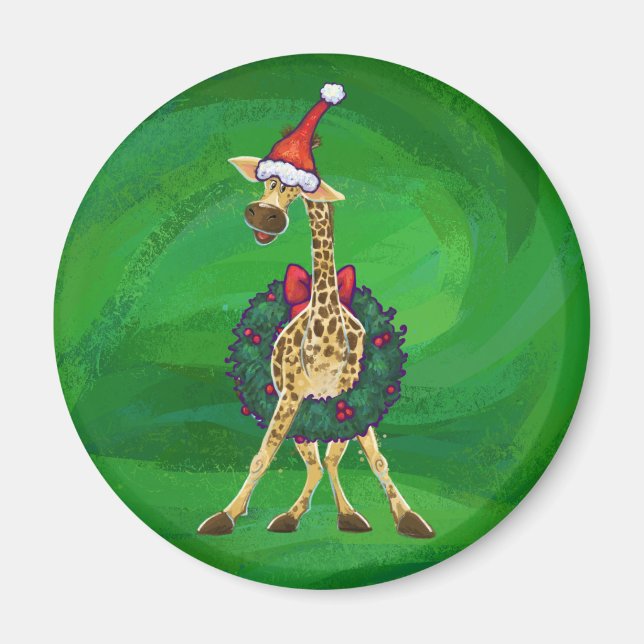 Giraffe Christmas Magnet (Front)