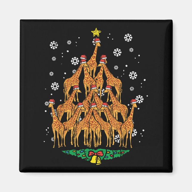 Giraffe Christmas Tree Animal Xmas Women Men  Magnet (Front)