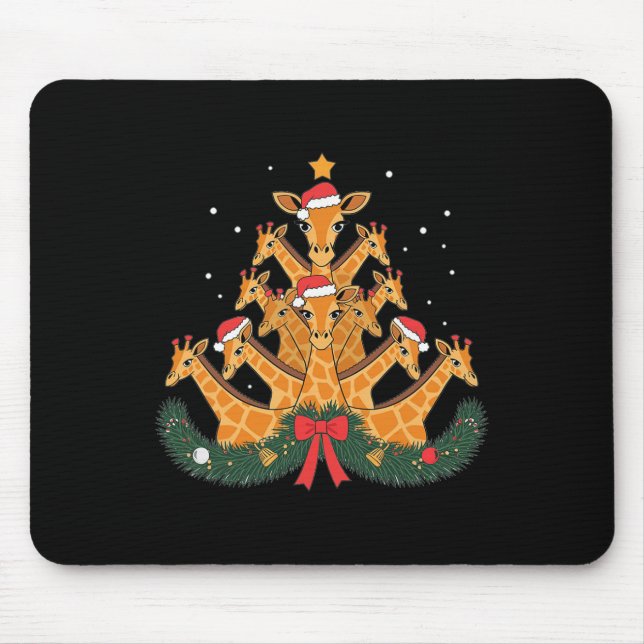 Giraffe Christmas Tree Animal Xmas Women Men  Mouse Mat (Front)