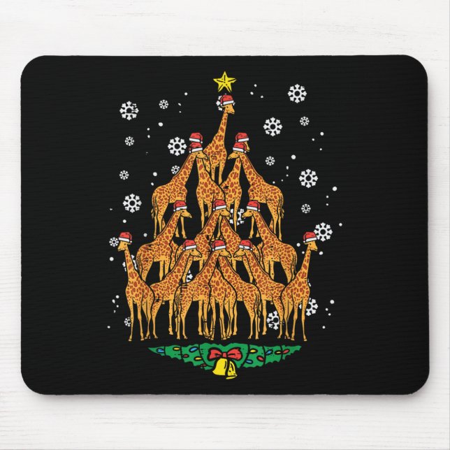 Giraffe Christmas Tree Animal Xmas Women Men  Mouse Mat (Front)