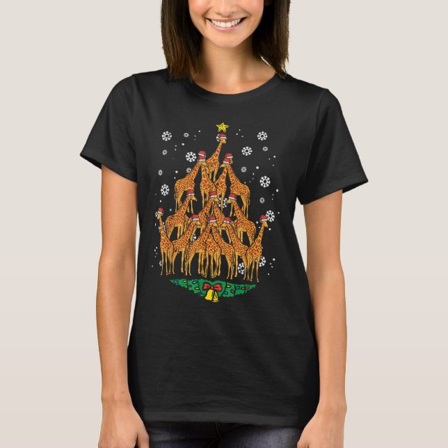 Giraffe Christmas Tree Animal Xmas Women Men  T-Shirt (Front)