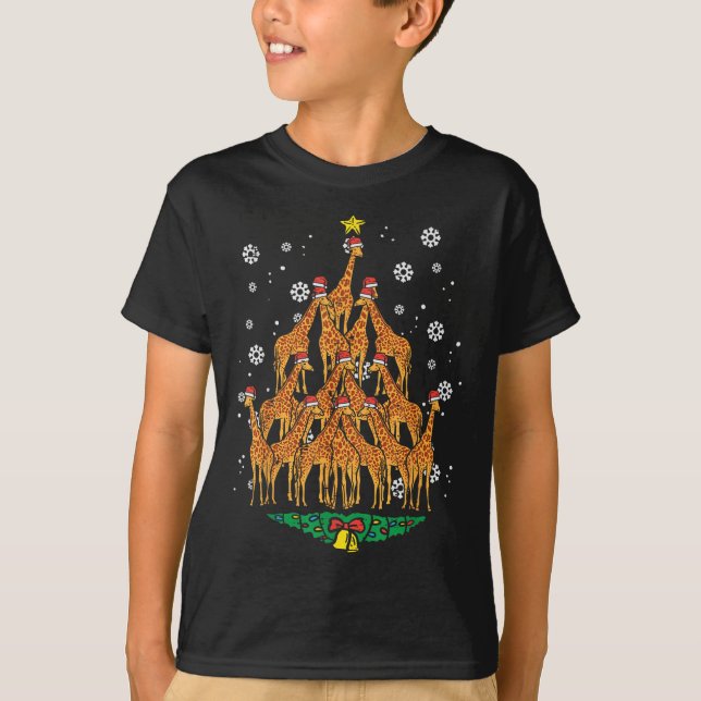 Giraffe Christmas Tree Animal Xmas Women Men  T-Shirt (Front)