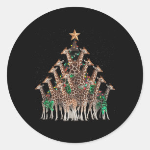 Giraffe Christmas Tree Giraffe Xmas Tree Women &am Classic Round Sticker