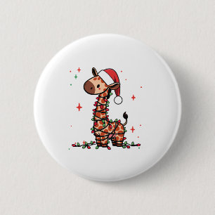 Giraffe Christmas Tree Giraffe Xmas Tree Women & B 6 Cm Round Badge