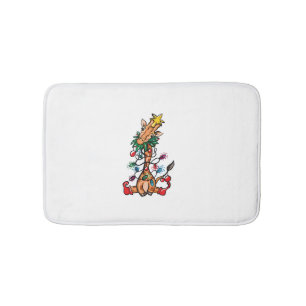 Giraffe Christmas Tree Giraffe Xmas Tree Women & B Bath Mat