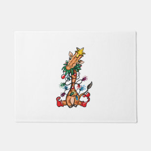 Giraffe Christmas Tree Giraffe Xmas Tree Women & B Doormat