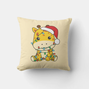 Giraffe Christmas Winter Animals Holiday Giraffes Cushion
