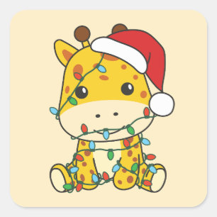Giraffe Christmas Winter Animals Holiday Giraffes Square Sticker