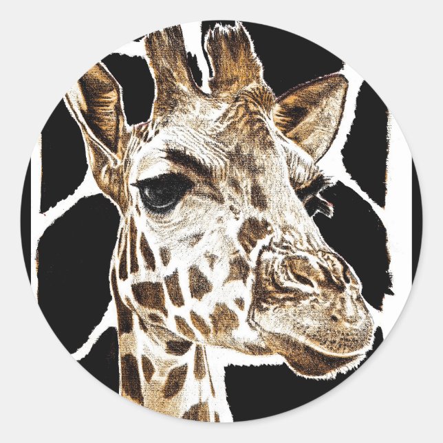 giraffe classic round sticker (Front)
