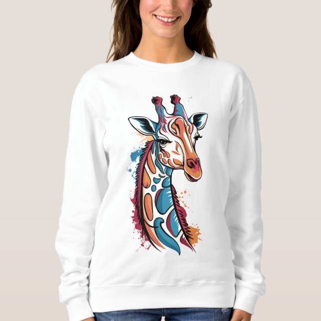  Giraffe Colour Splash  – Abstract Pop Art Animal Sweatshirt (Front)