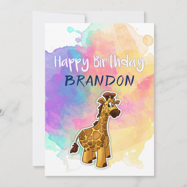 Giraffe Colourful Birthday Card (Front)
