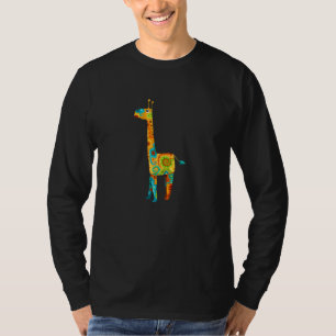 Giraffe Colourful Geometric Love Animal Mammal Fau T-Shirt