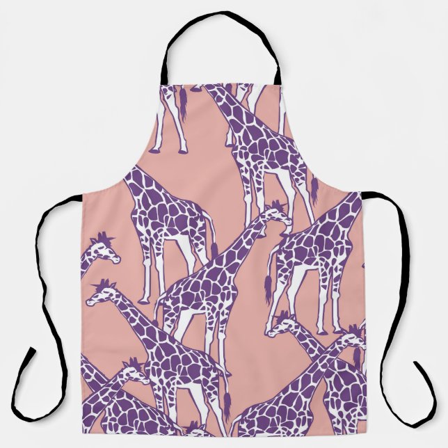 Giraffe Colourful Spots Vintage Safari Illustratio Apron (Front)