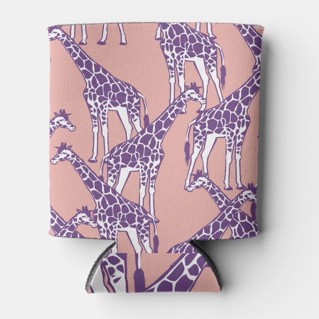 Giraffe Colourful Spots Vintage Safari Illustratio Can Cooler (Front)