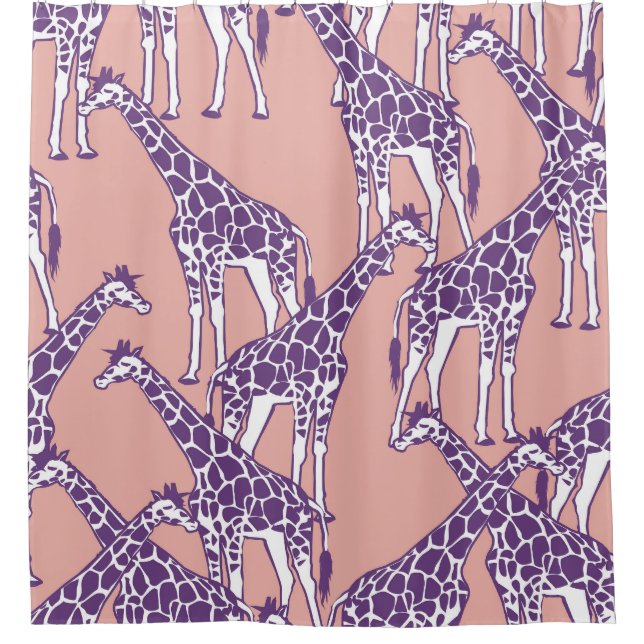 Giraffe Colourful Spots Vintage Safari Illustratio Shower Curtain (Front)