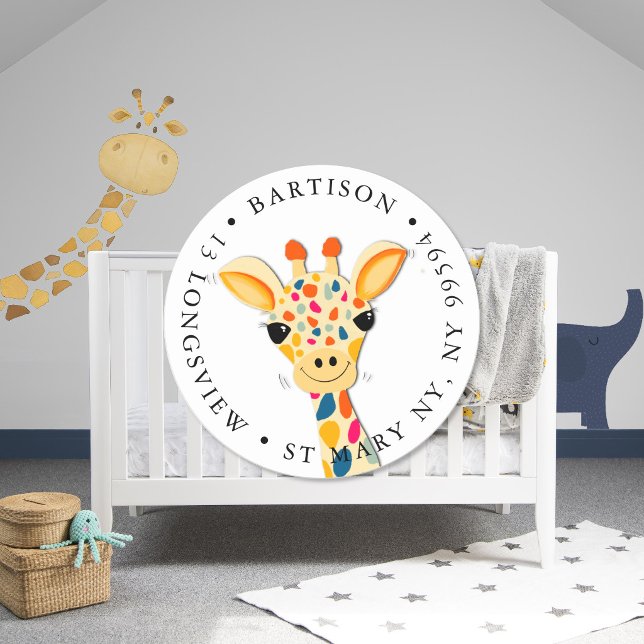 Giraffe company Classic Round Sticker (Creator Uploaded)