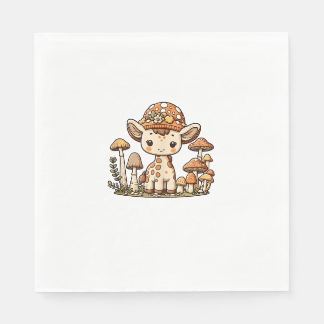 Giraffe Cottagecore Mushroom _1 Napkin (Front)