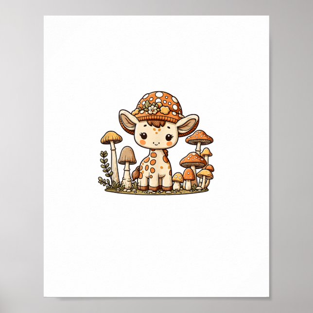 Giraffe Cottagecore Mushroom _1 Poster (Front)