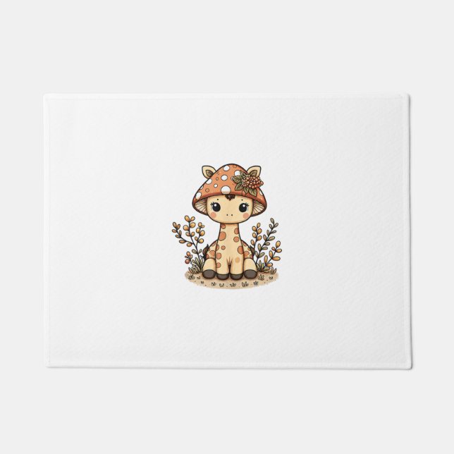 Giraffe Cottagecore Mushroom  Doormat (Front)