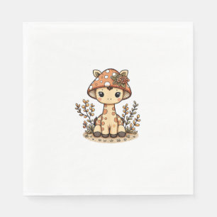 Giraffe Cottagecore Mushroom Napkin