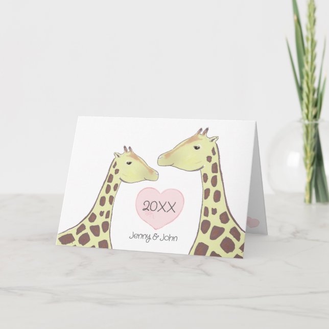 Giraffe Couple Engagement Card (Front)