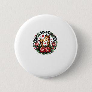 Giraffe Couple Illustration Giraffe Lovers _4 6 Cm Round Badge