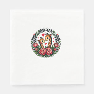 Giraffe Couple Illustration Giraffe Lovers _4 Napkin
