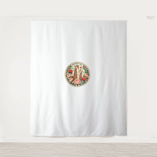 Giraffe Couple Illustration Giraffe Lovers   Tapestry