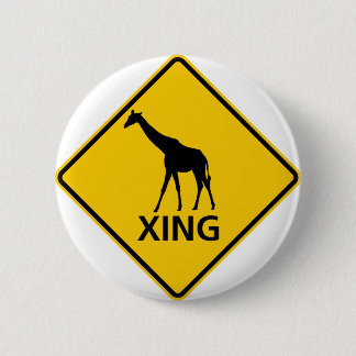Giraffe Crossing Highway Sign 6 Cm Round Badge