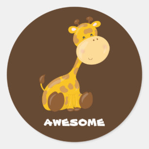 Giraffe custom praise school teacher safari brown classic round sticker