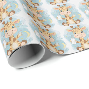 Giraffe Cute Baby Pastel Watercolor Pattern  Wrapping Paper