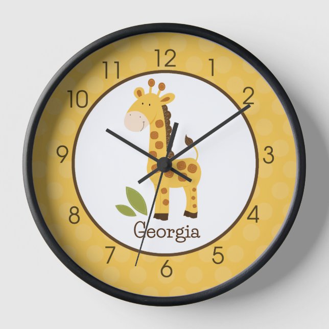 Giraffe Cute Kids Jungle Baby Nursery Wall  Clock (Front)