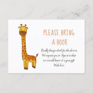 Giraffe Cute Minimalist Baby Shower Bring A Book Enclosure Card
