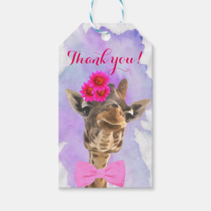 Giraffe cute safari animal watercolor thank you gift tags