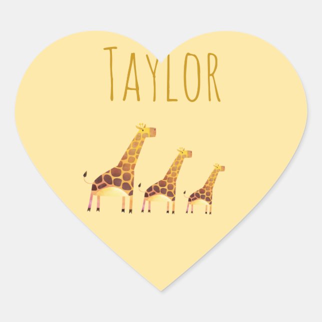 Giraffe Cuteness Safari Heart Sticker (Front)