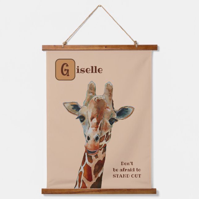 Giraffe das Safari Tier Aquarell  Hanging Tapestry (Front)