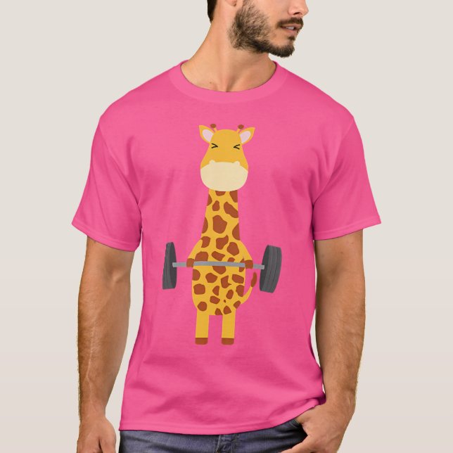 Giraffe Deadlift Design - Weight Lifting Gym Worko T-Shirt (Front)